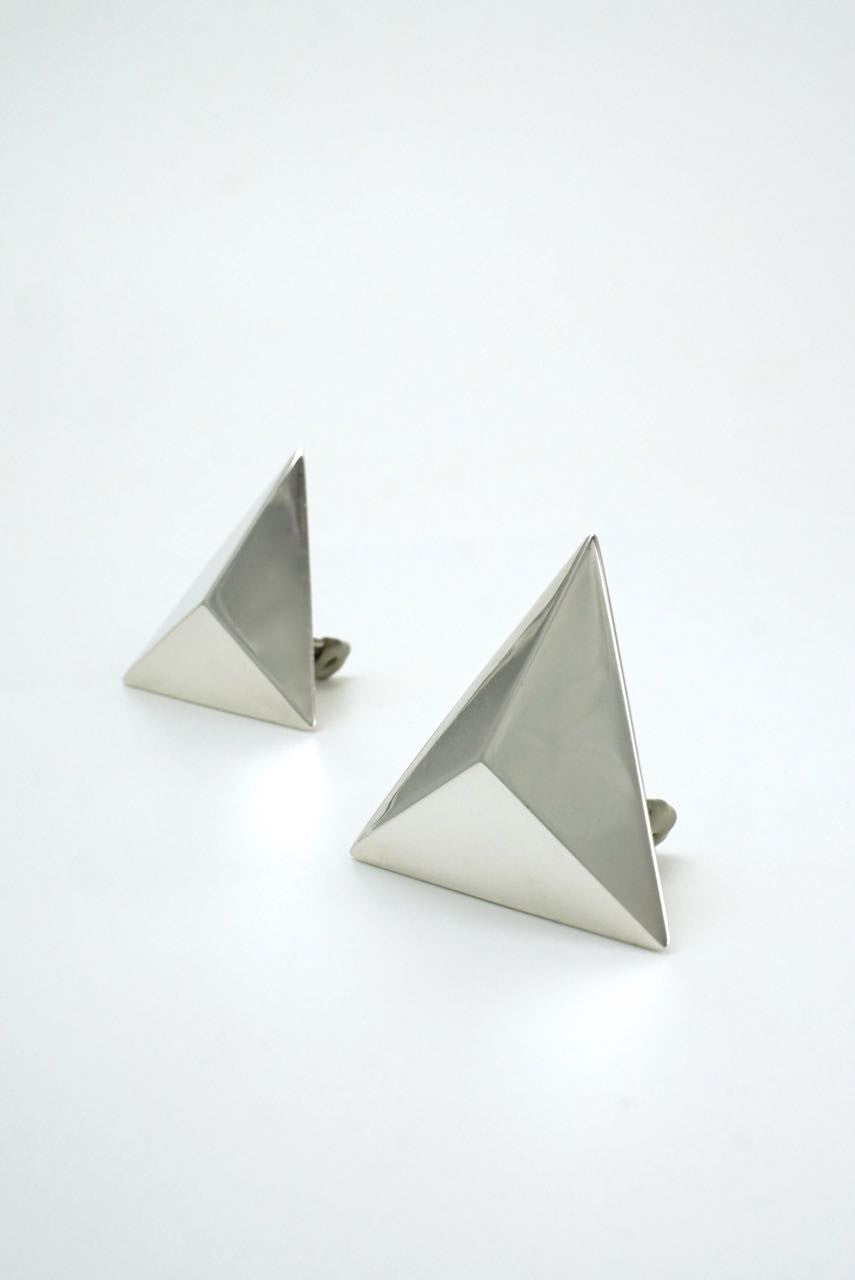 Vintage Hans Hansen Large Silver Triangular Clip Earrings 1980s