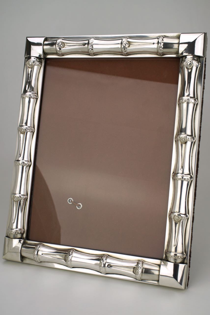 Vintage 1960s Gucci Sterling Silver Bamboo Motif Photo Frame