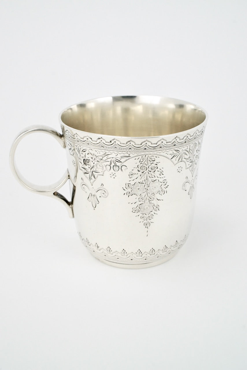 Antique Sterling Silver Christening Mug Cup 1889 England