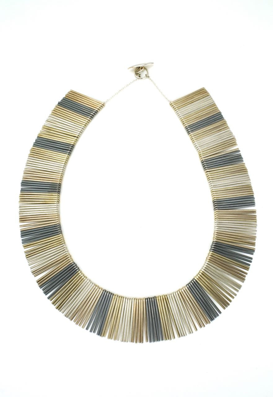 Anton Michelsen silver four colour fringe necklace Denmark 1960s