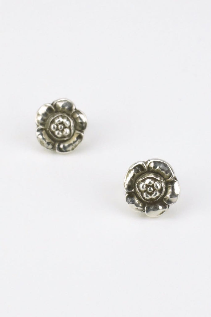 Georg Jensen silver small flower studs - design 21