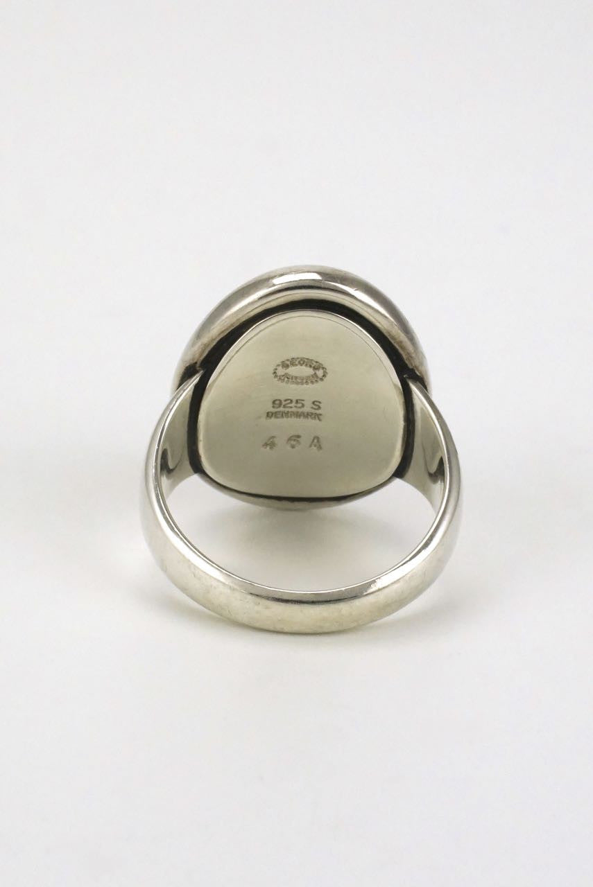 Vintage Georg Jensen Silver and Hematite Ring - Design 46A Harald Nielsen