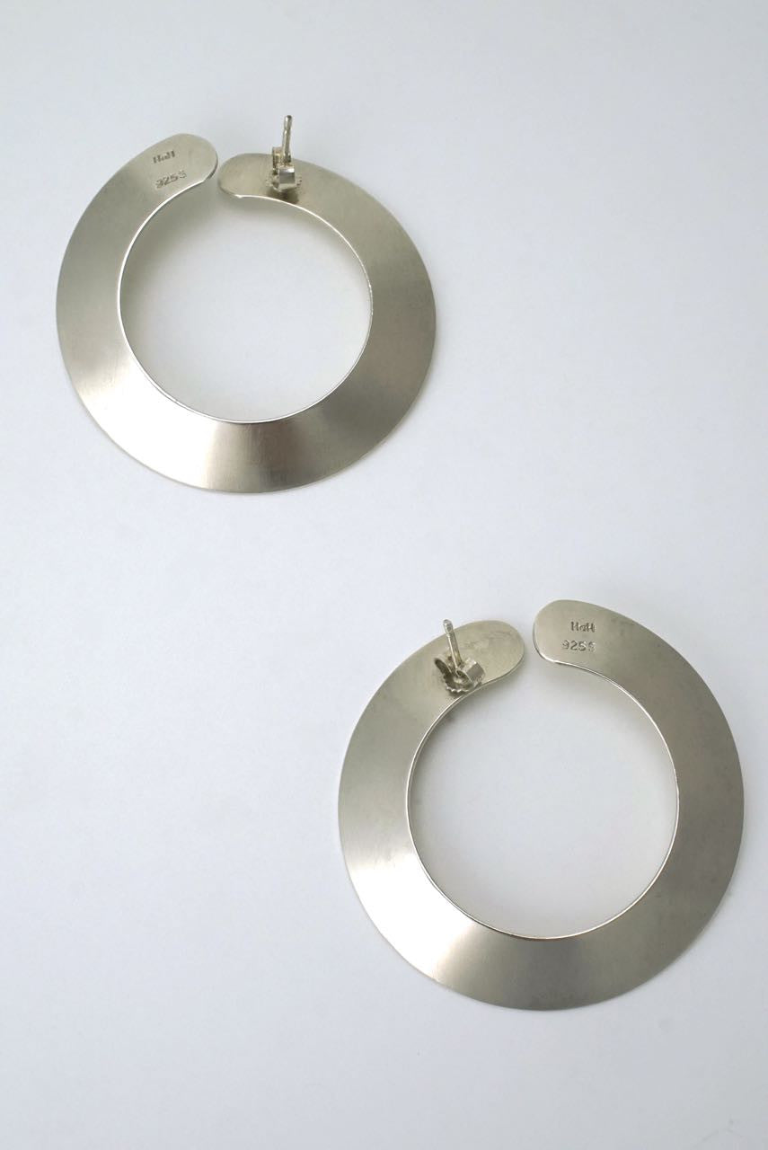 Hans Hansen silver large hoop earrings 1970s