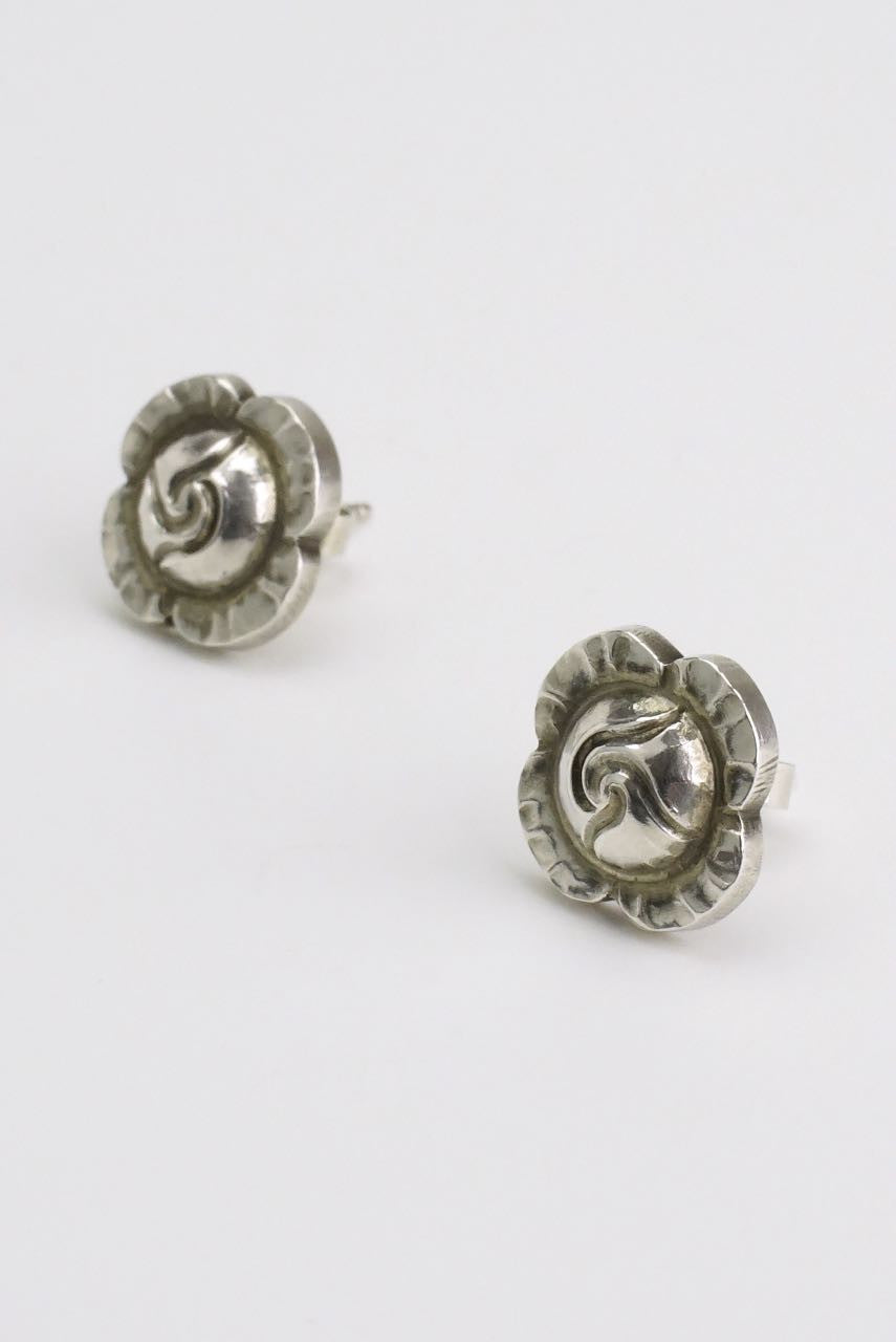 Vintage Georg Jensen Silver Flower Stud Earrings - Design 89