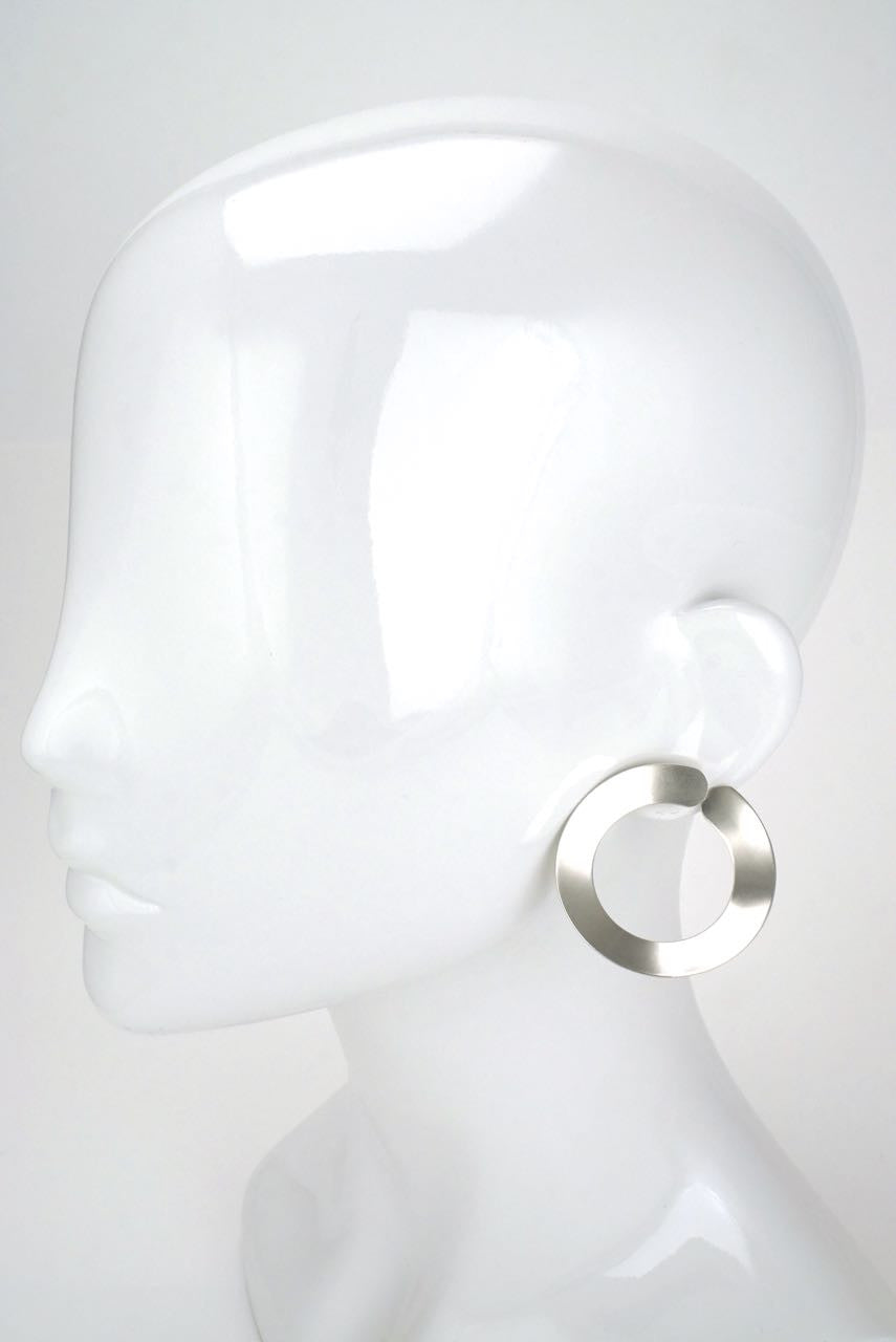 Hans Hansen silver large hoop earrings 1970s