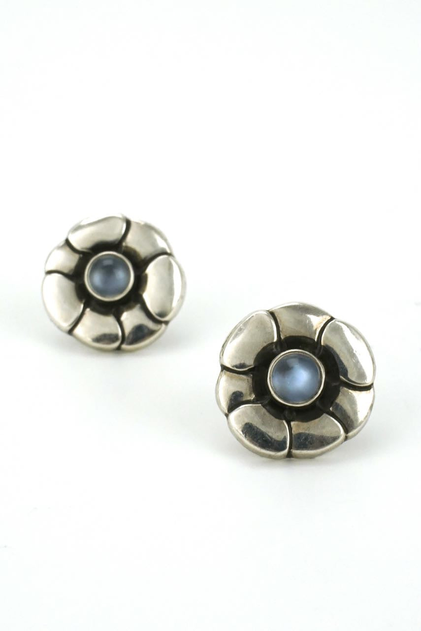 Georg Jensen silver moonstone stud earrings - design 36
