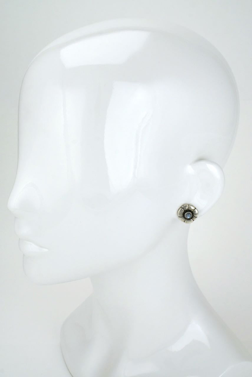 Georg Jensen silver moonstone stud earrings - design 36