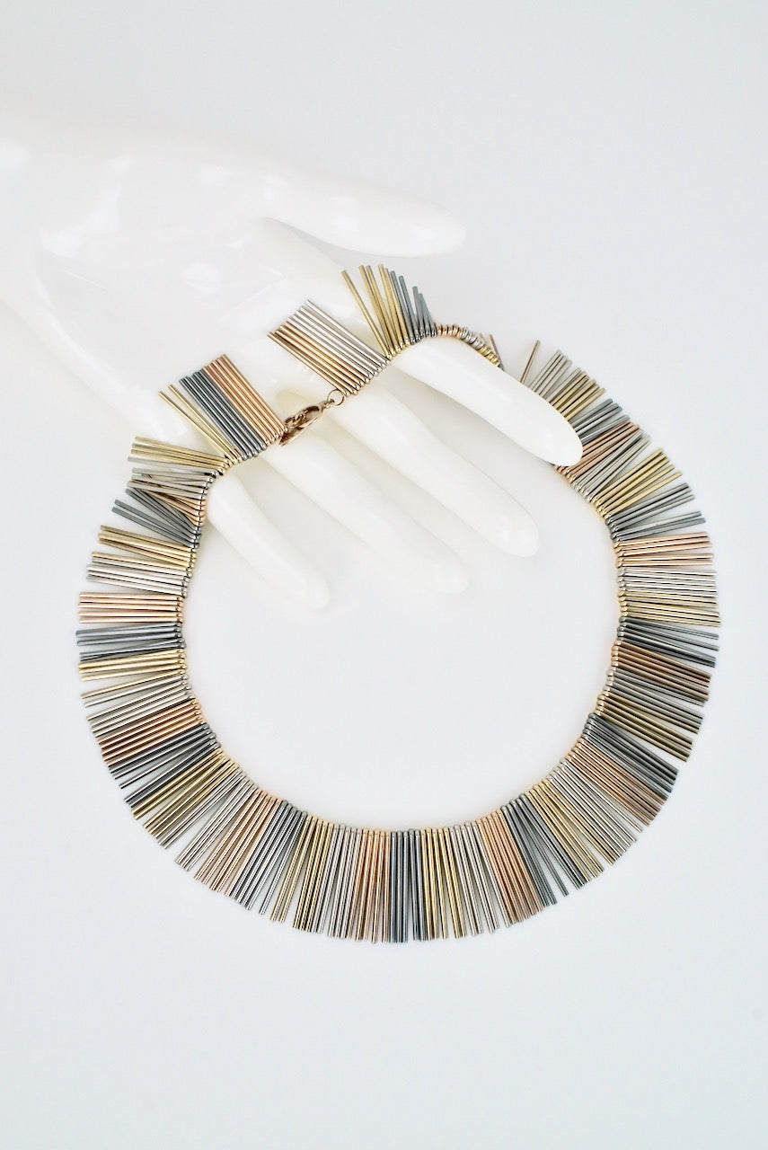 Vintage Solid Silver Four Colour Fringe Necklace - Anton Michelsen