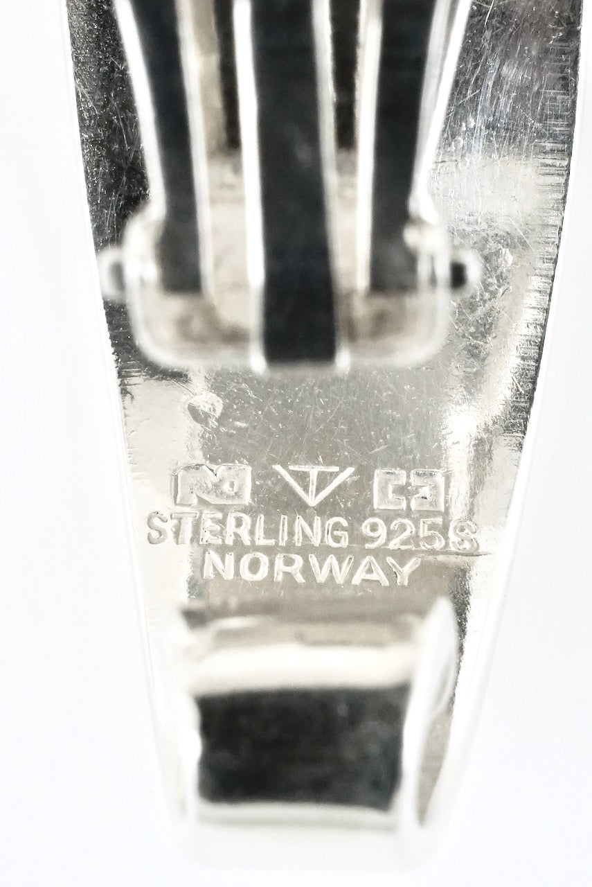 Vintage Tone Vigeland Sterling Silver Clip Earrings - Norway 1960s