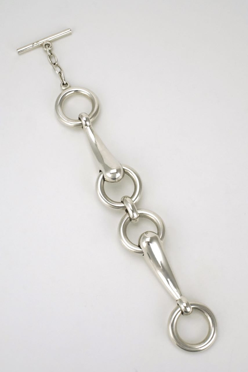 German heavy silver equestrian snaffle bracelet 1980s