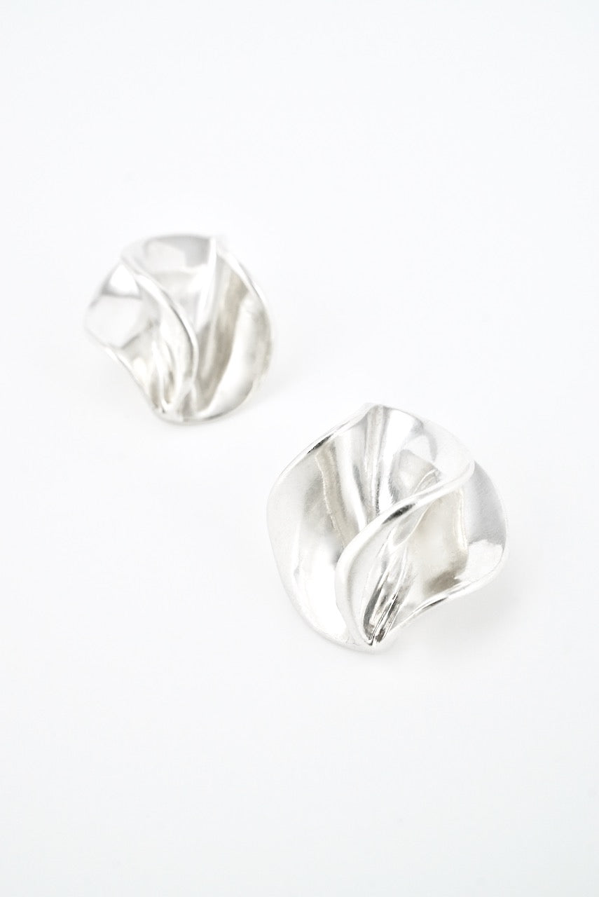 Vintage Hans Hansen Sterling Silver Ruffle Clip Earrings 1960s