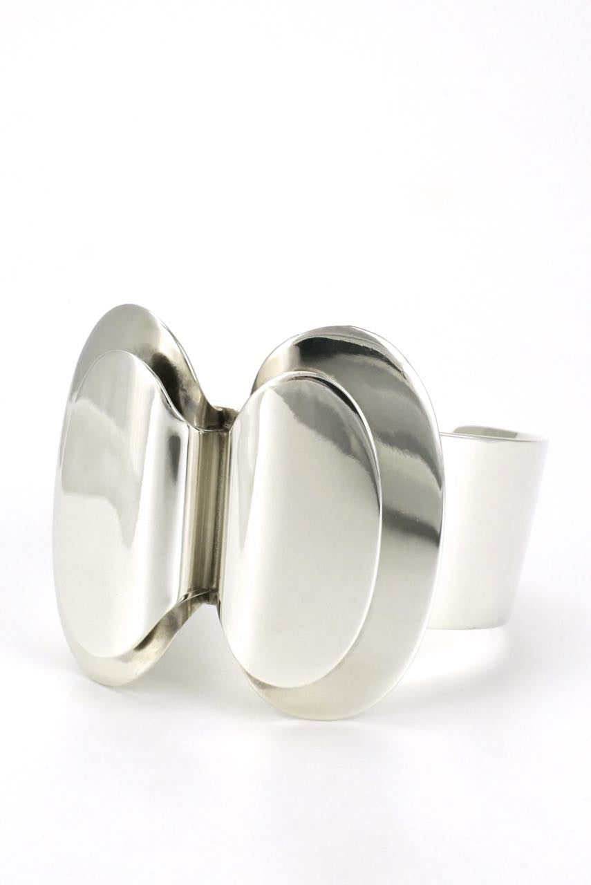 NE From Modernist Silver Butterfly Cuff Bracelet 1970s