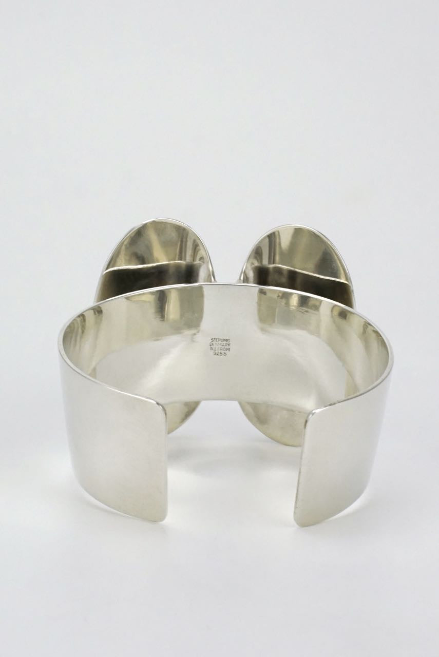 NE From Modernist Silver Butterfly Cuff Bracelet 1970s