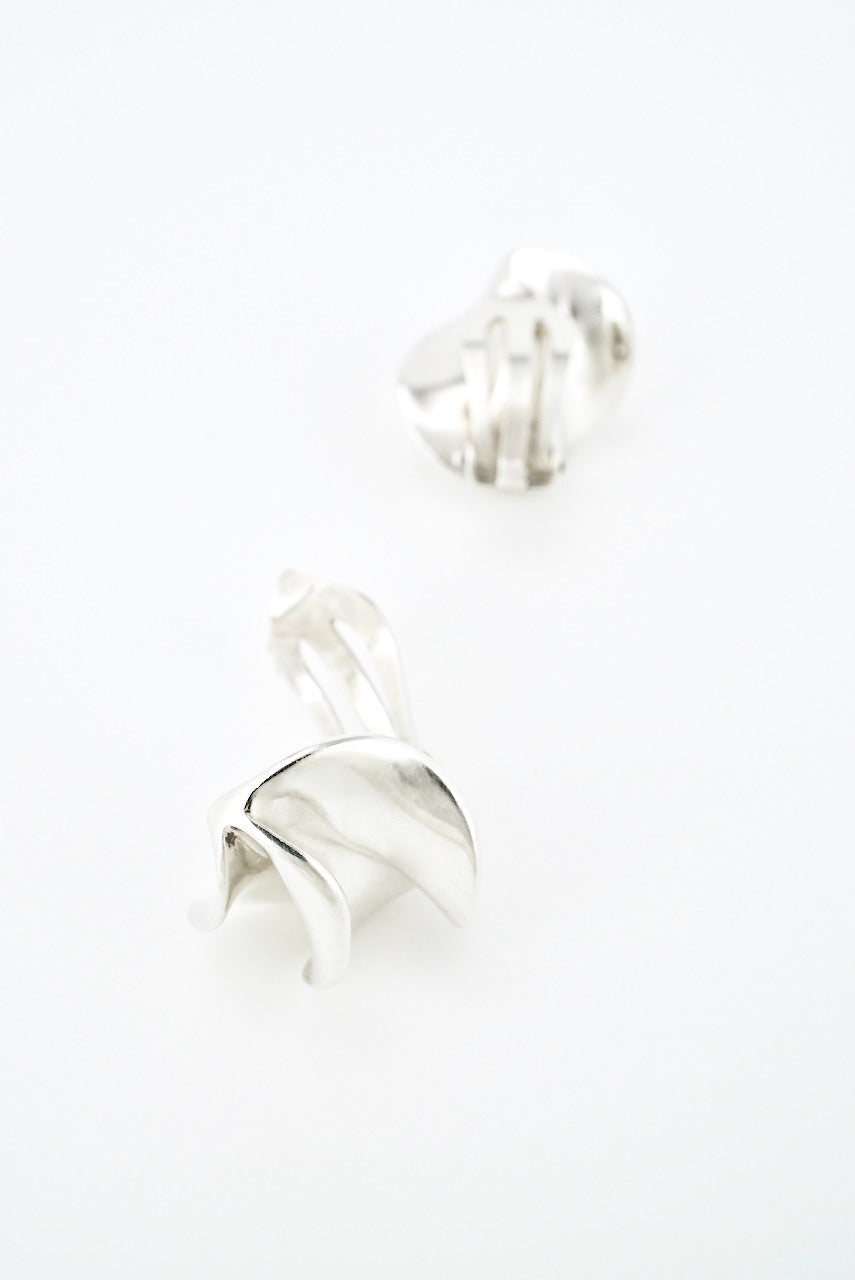 Vintage Hans Hansen Sterling Silver Ruffle Clip Earrings 1960s