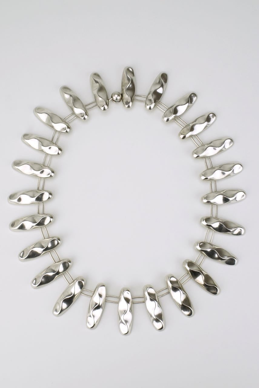 Danish bullet link silver necklace