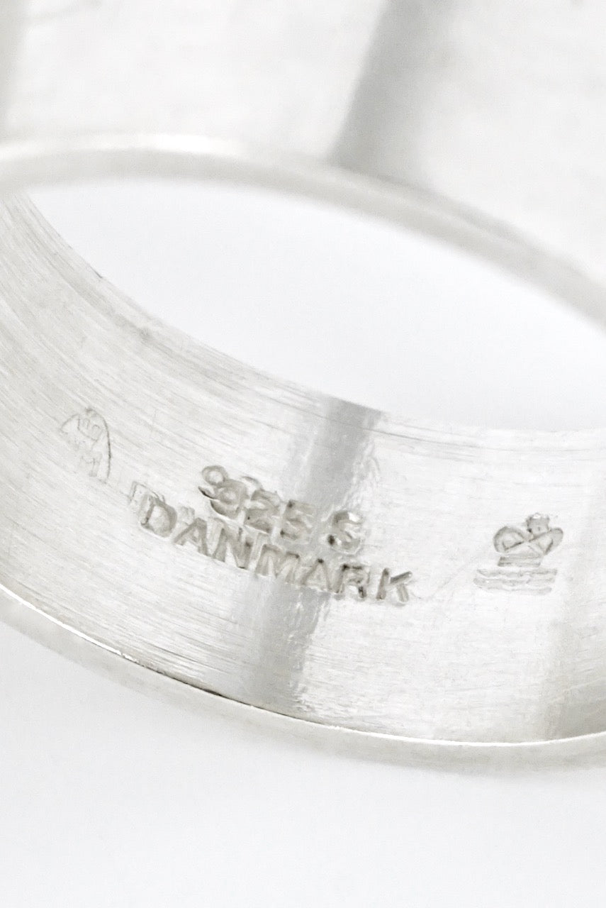 Vintage Danish Porcelain and Sterling Modernist Ring - Michelsen