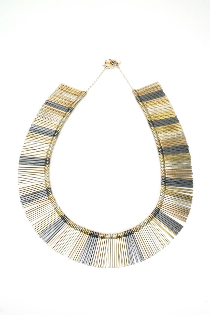 Anton Michelsen silver four colour fringe necklace Denmark 1960s