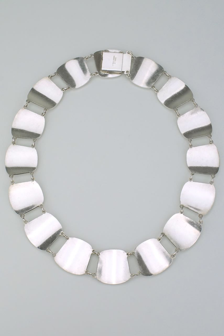 Norwegian white enamel and silver necklace - Rasmussen