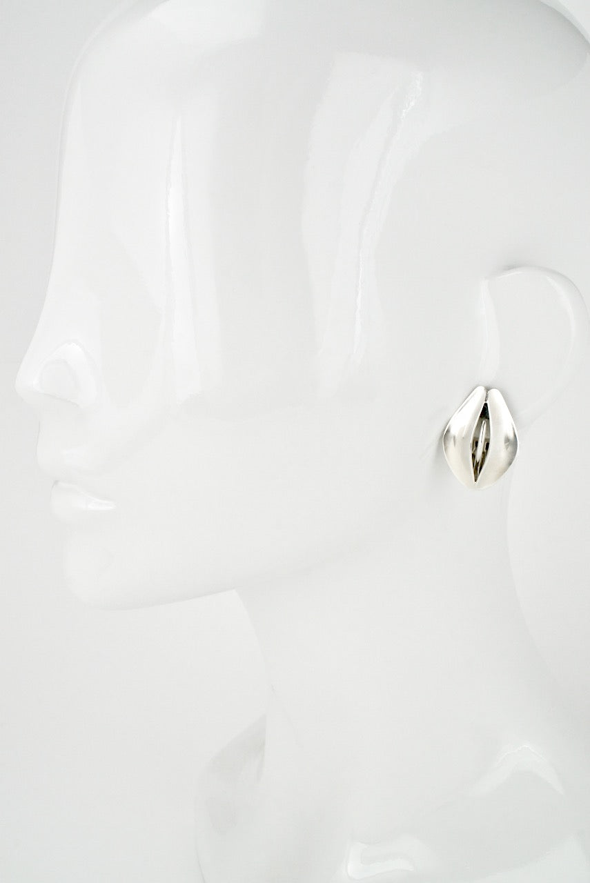 Vintage Danish Sterling Double Leaf Clip Earring