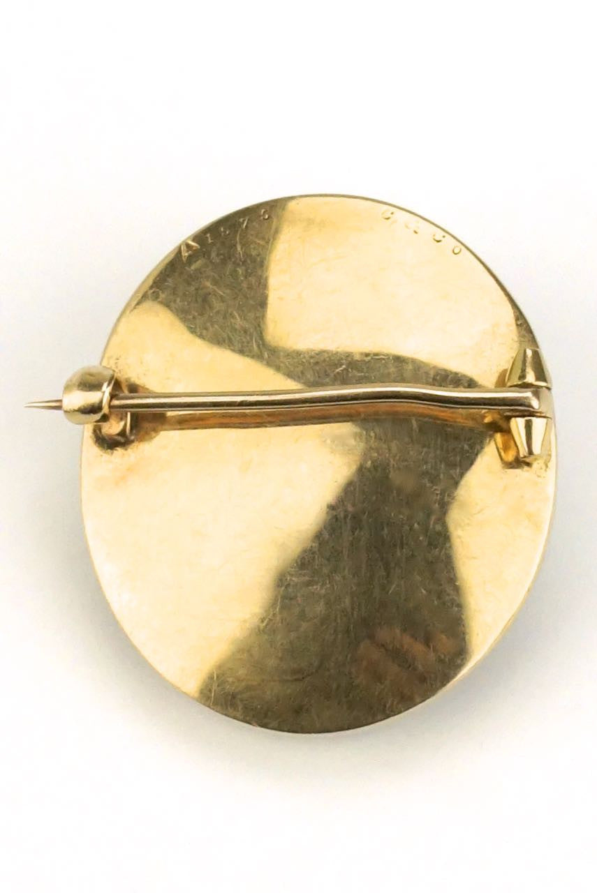 Portrait miniature gold brooch