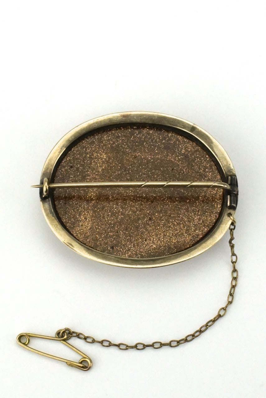 Victorian micro mosaic and gold brooch