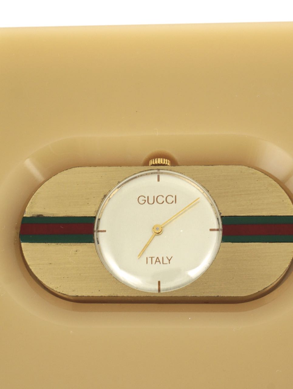 Vintage Gucci lucite and brass travel clock