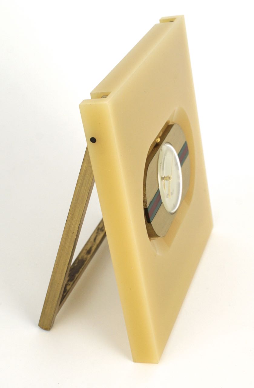 Vintage Gucci lucite and brass travel clock