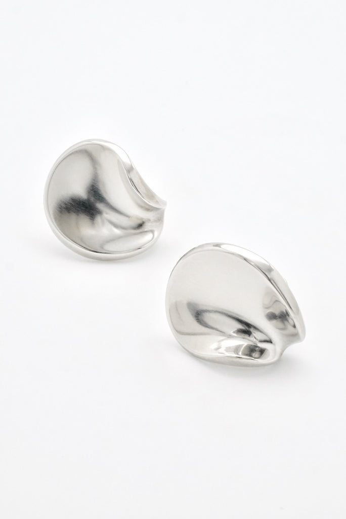 Vintage Georg Jensen Sterling Silver Petal Clip Earrings - design Hans Hansen