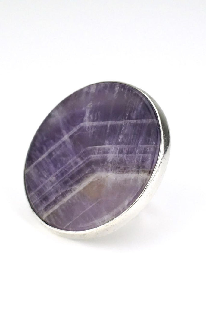 Bent Knudsen large silver amethyst disc ring - design 209