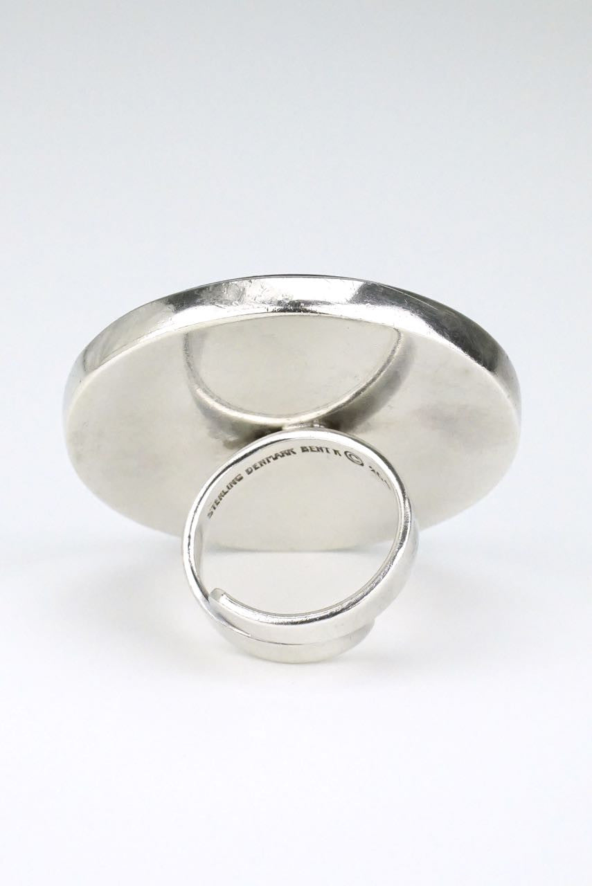 Bent Knudsen large silver amethyst disc ring - design 209