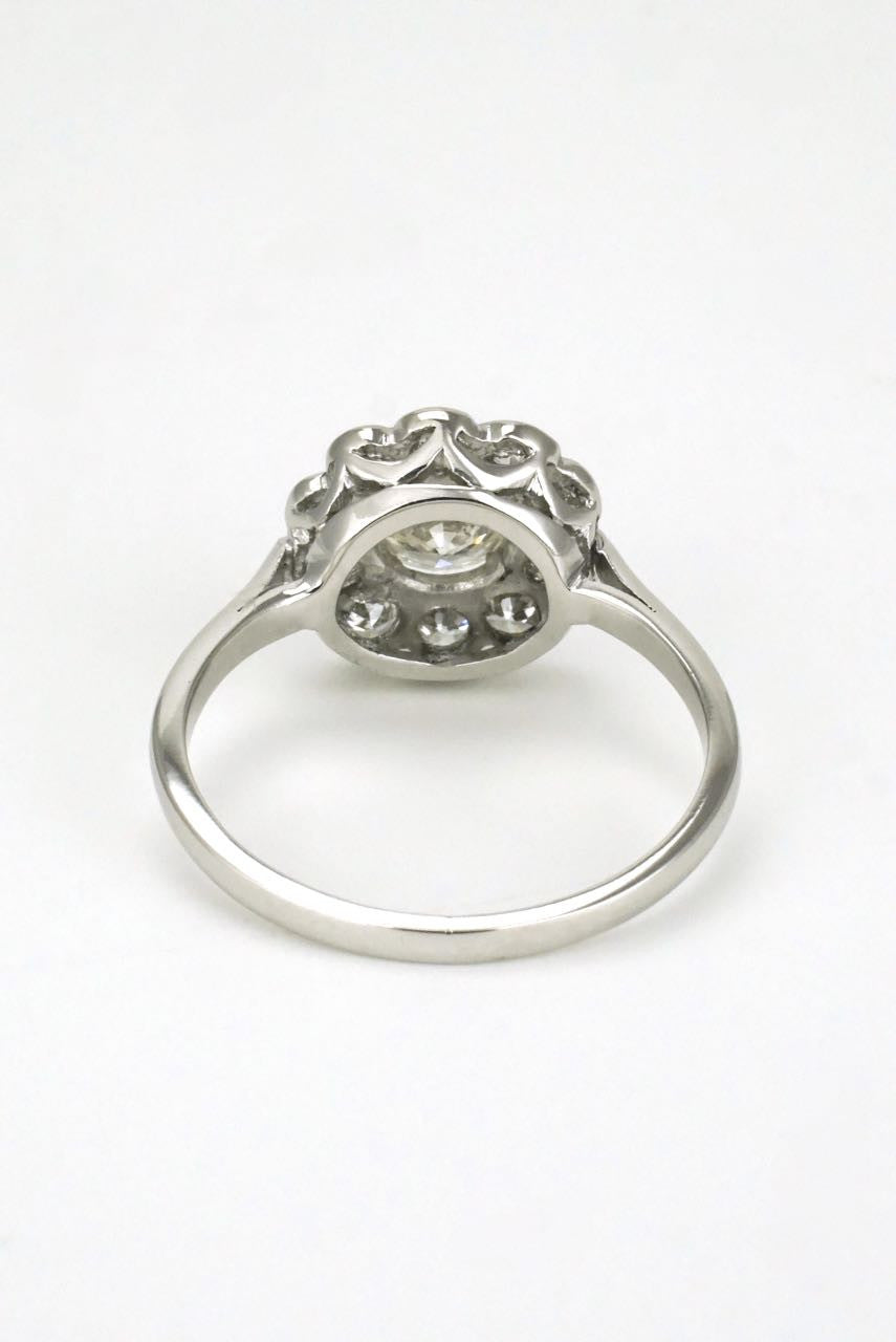 18k White Gold Diamond Daisy Cluster Ring 1930s