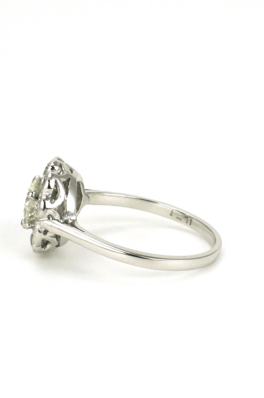18k White Gold Diamond Daisy Cluster Ring 1930s