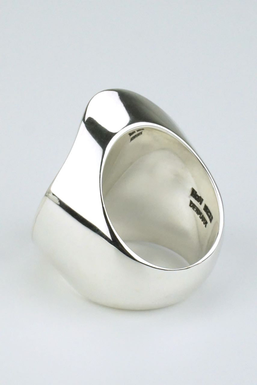 Hans Hansen large silver wavy dot ring