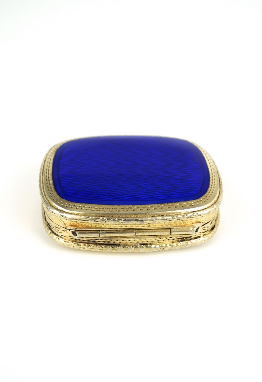 Vintage 1960s Italian Continental Silver Enamel Pill Box