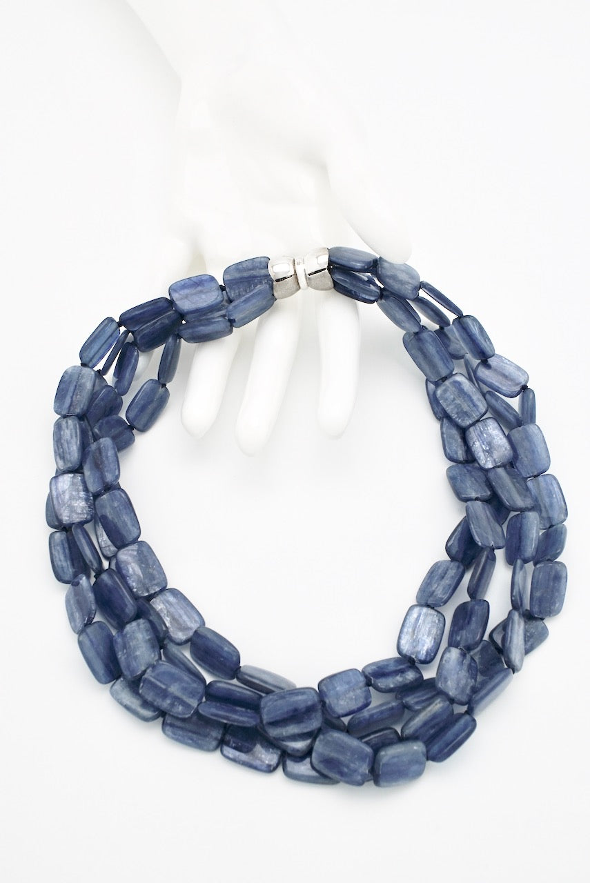 Four Strand Blue Kyanite Beaded Necklace