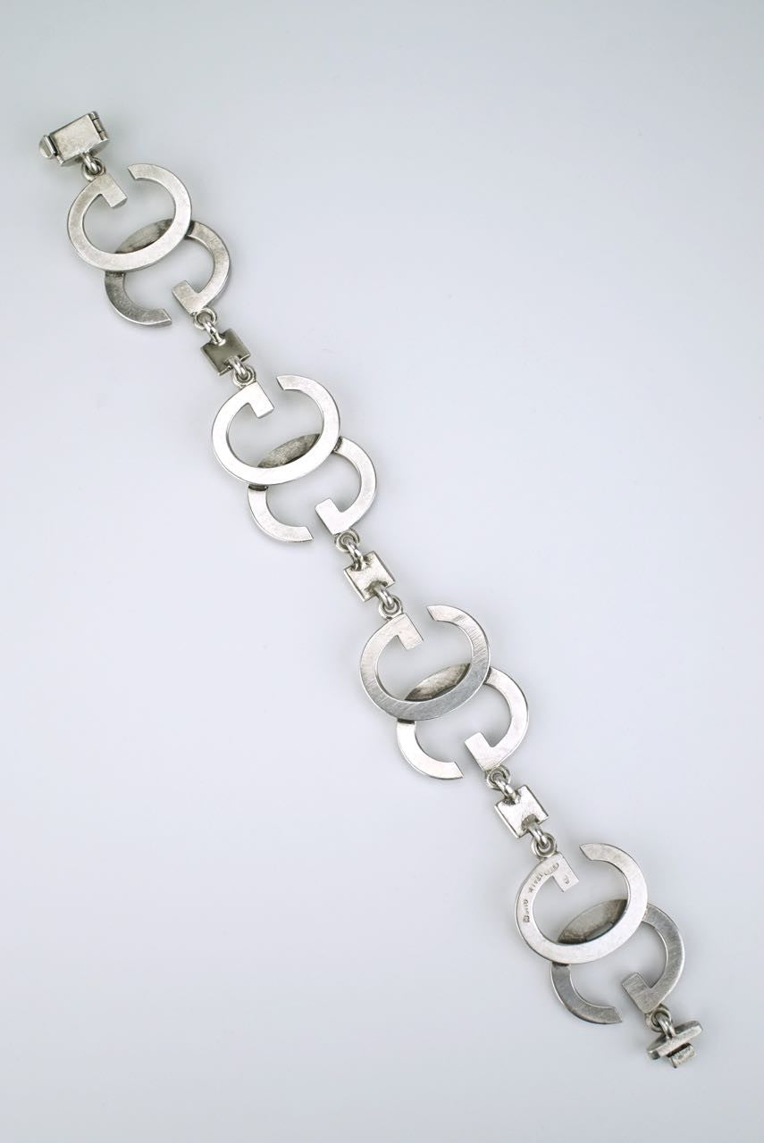 Gucci silver and blue enamel G motif bracelet