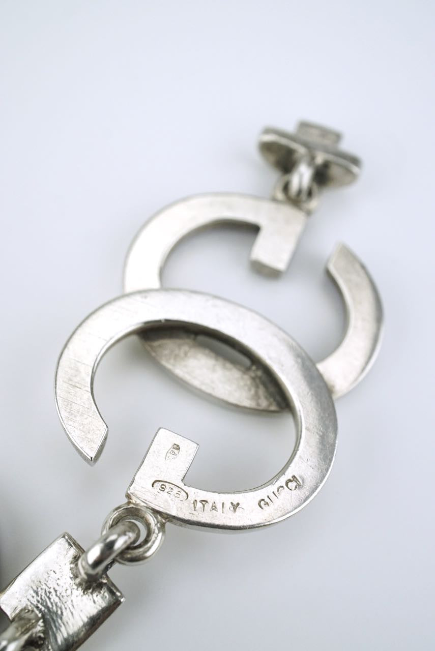 Gucci silver and blue enamel G motif bracelet