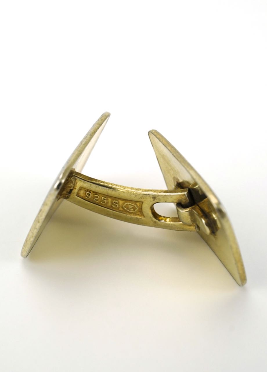Vintage Norwegian silver and black enamel double fronted cufflinks 1960s