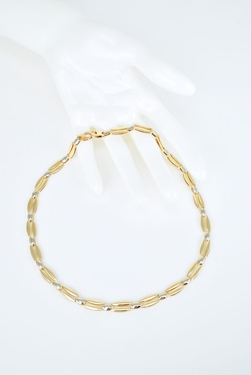 Vintage Italian 14k Yellow and White Gold Link Necklace