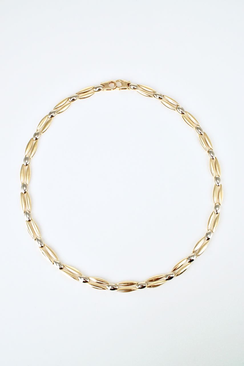 Vintage Italian 14k Yellow and White Gold Link Necklace
