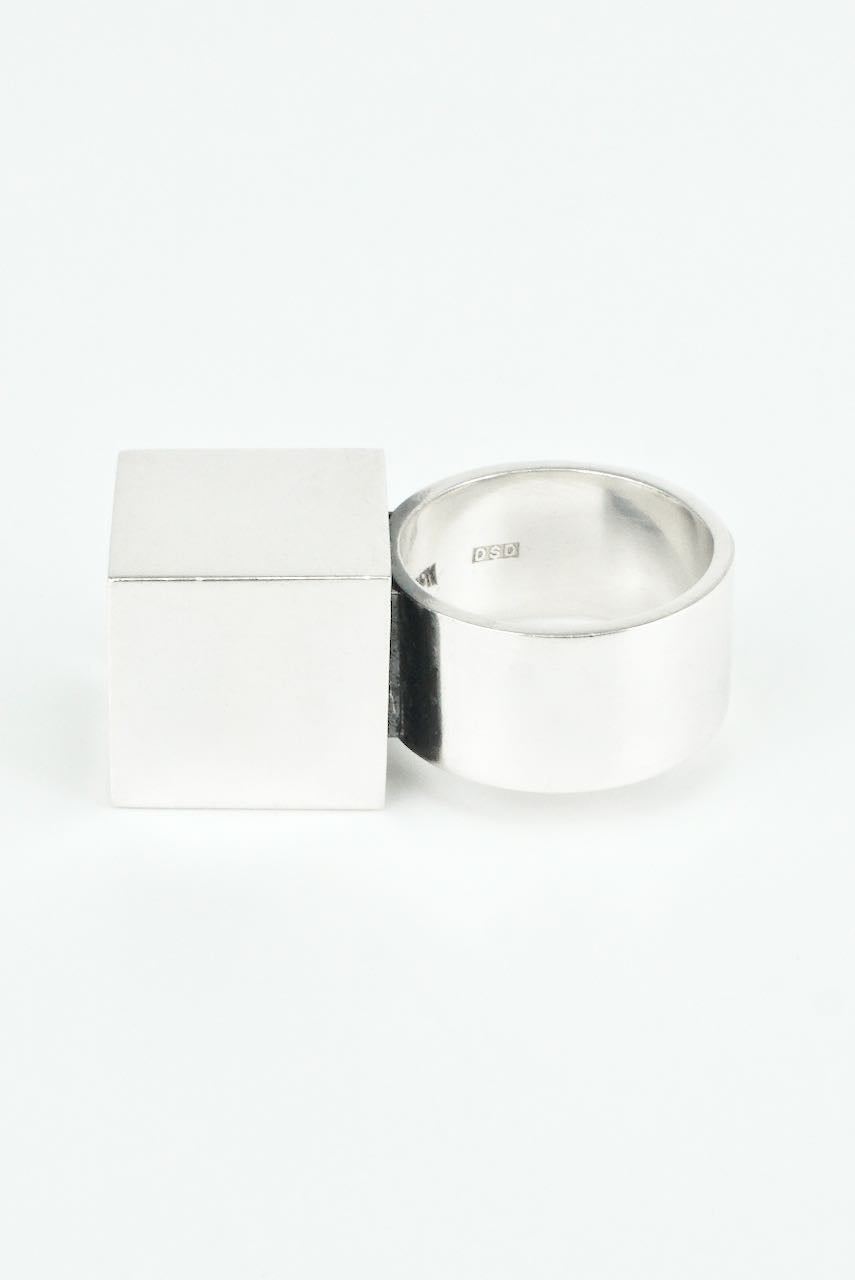 Vintage Hans Hansen Sterling Silver and Rock Crystal Box Ring 1970s
