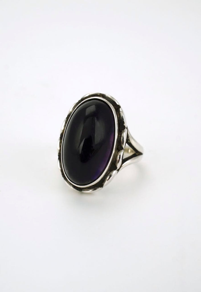 Georg Jensen solid silver amethyst ring - design 19 1980s