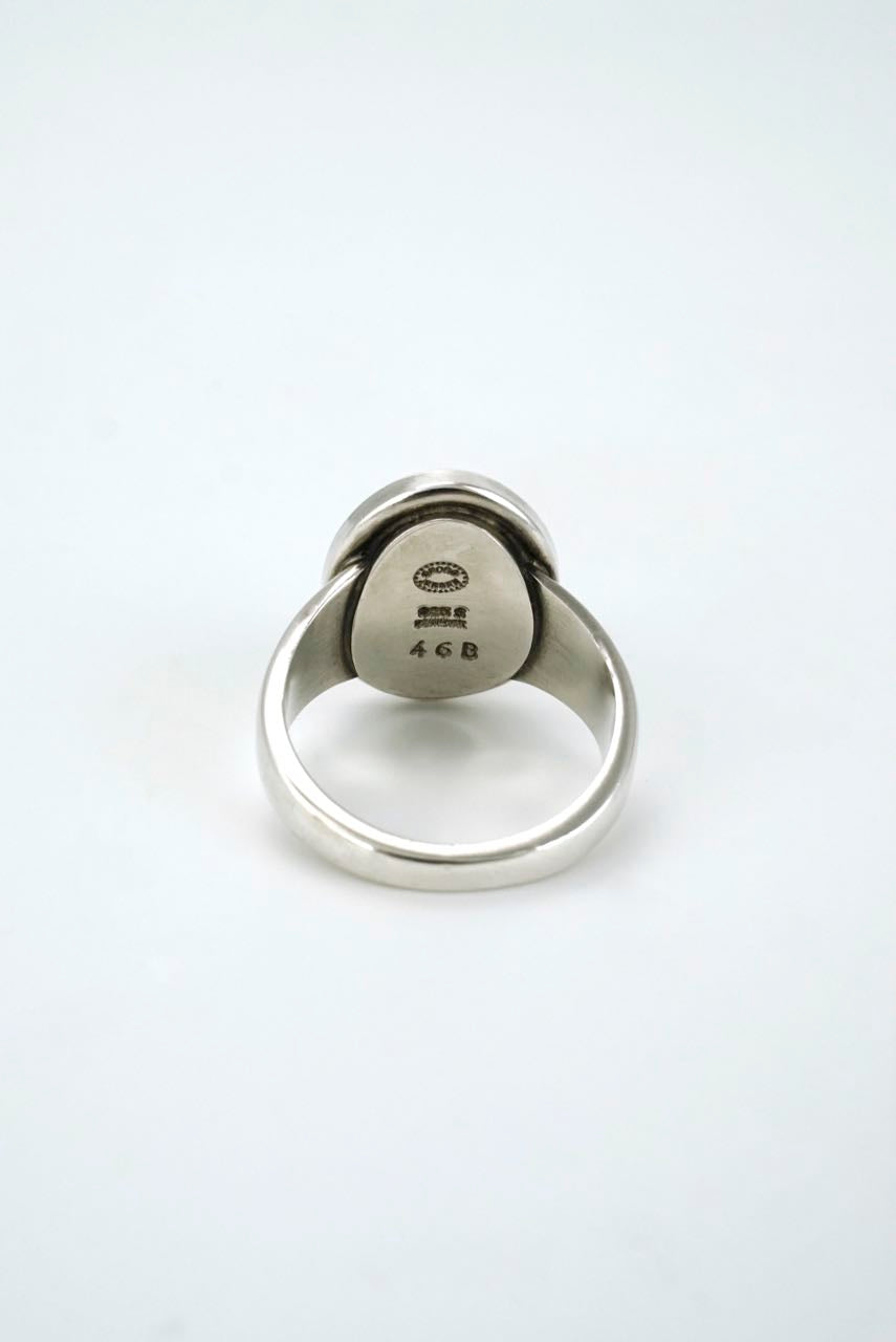 Georg Jensen silver oval hematite ring - design 46B Harald Nielsen 1980s