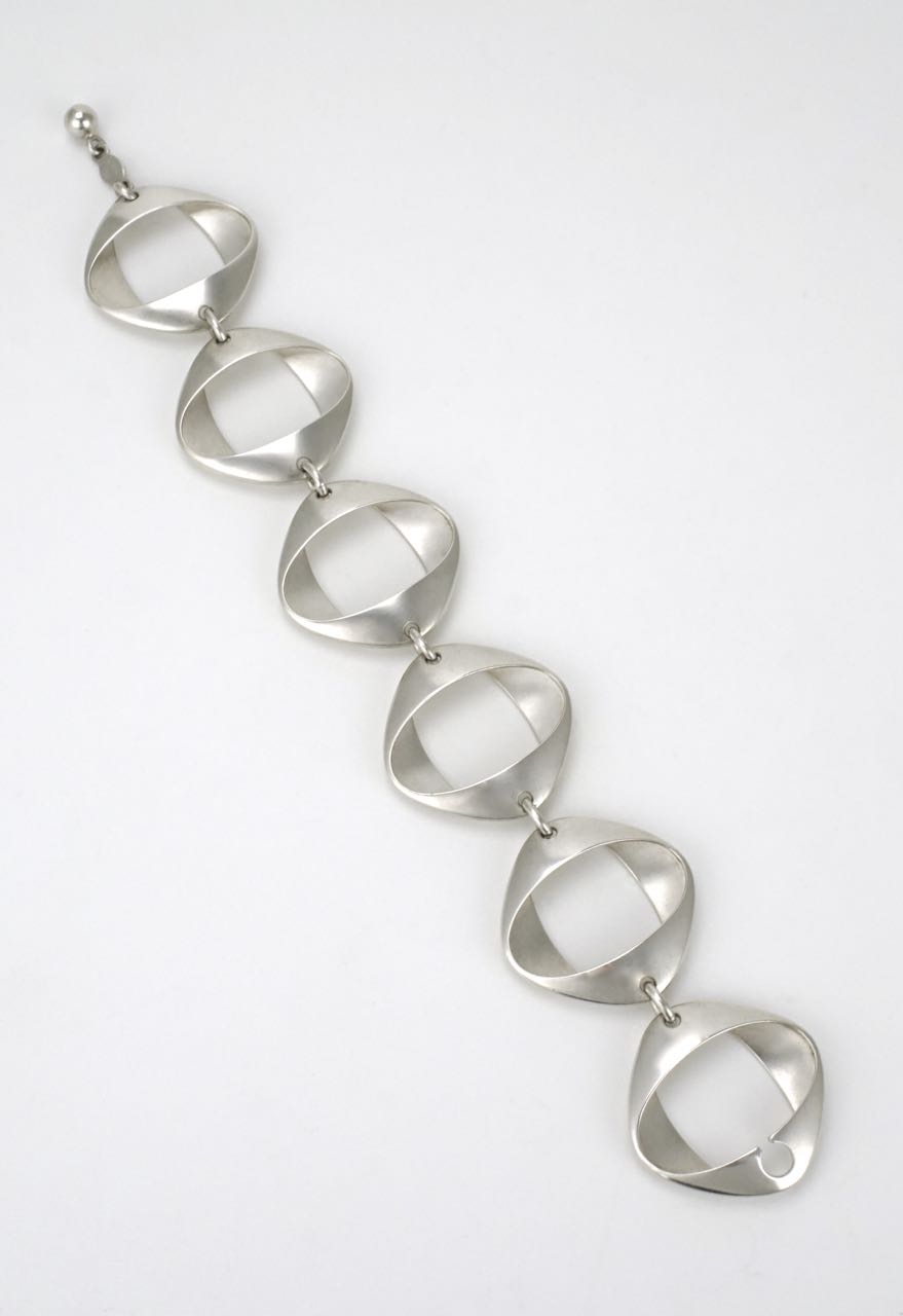 Vintage Georg Jensen silver folded square link bracelet - design 190 Henning Koppel