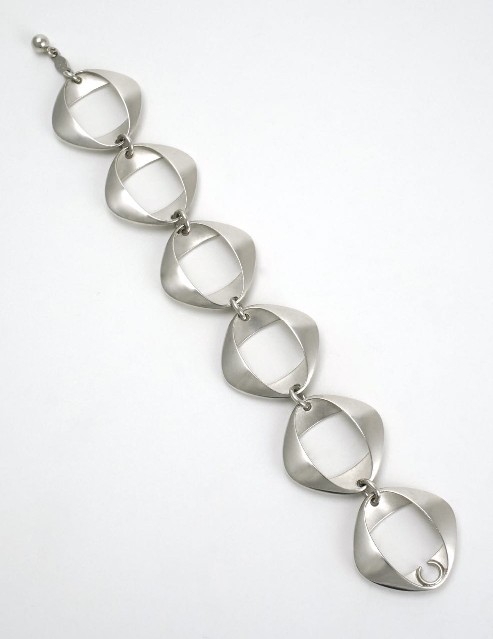 Vintage Georg Jensen Sterling folded square link bracelet design 
