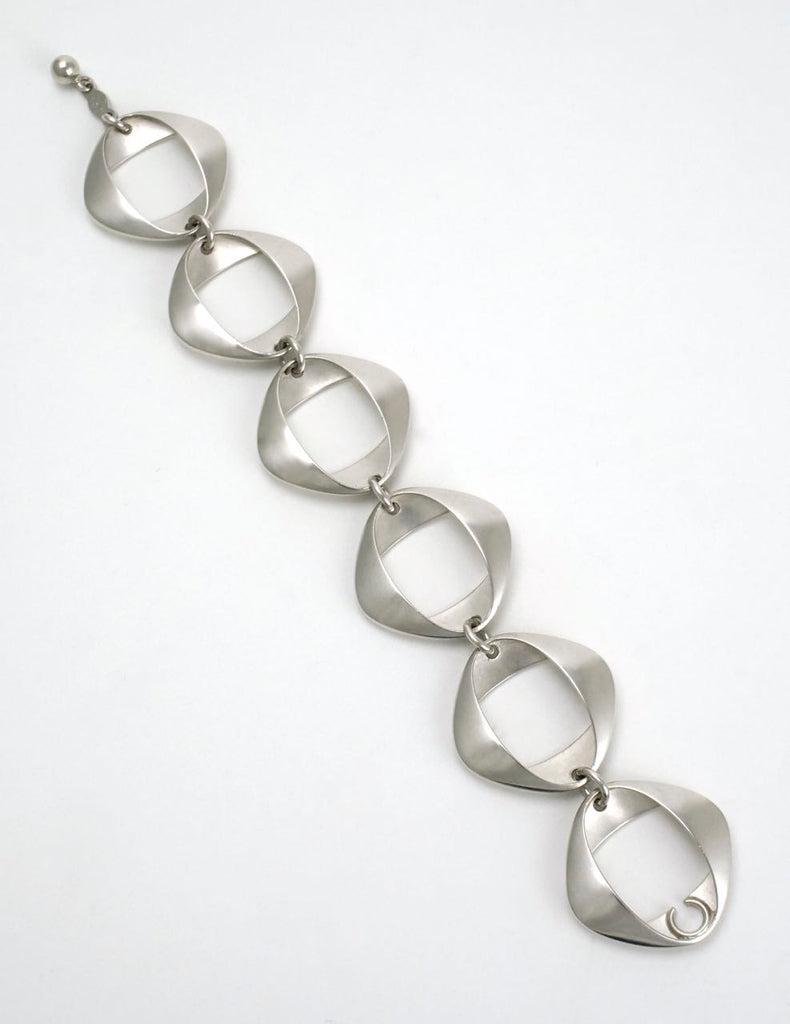 Vintage Georg Jensen silver folded square link bracelet - design 190 Henning Koppel