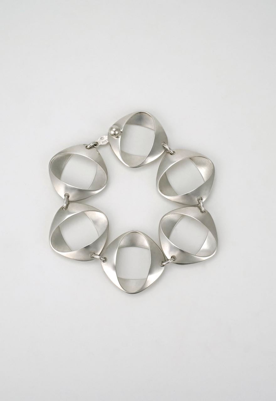 Vintage Georg Jensen silver folded square link bracelet - design 190 Henning Koppel