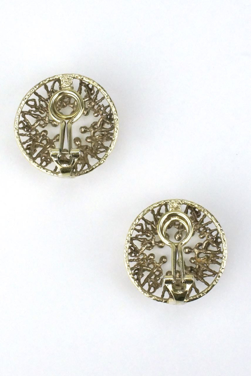 Stuart Devlin silver filigree clip earrings