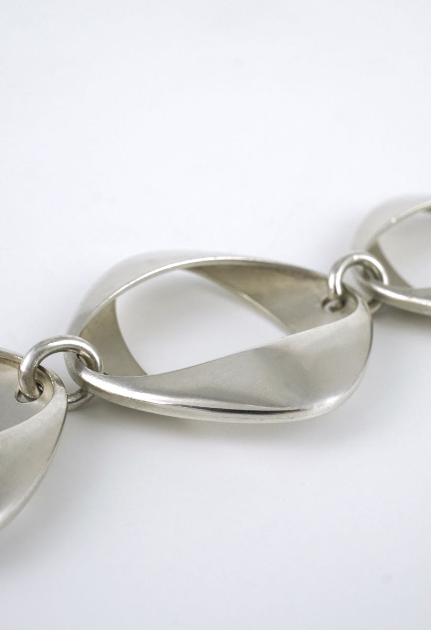 Vintage Georg Jensen silver folded square link bracelet - design 190 Henning Koppel