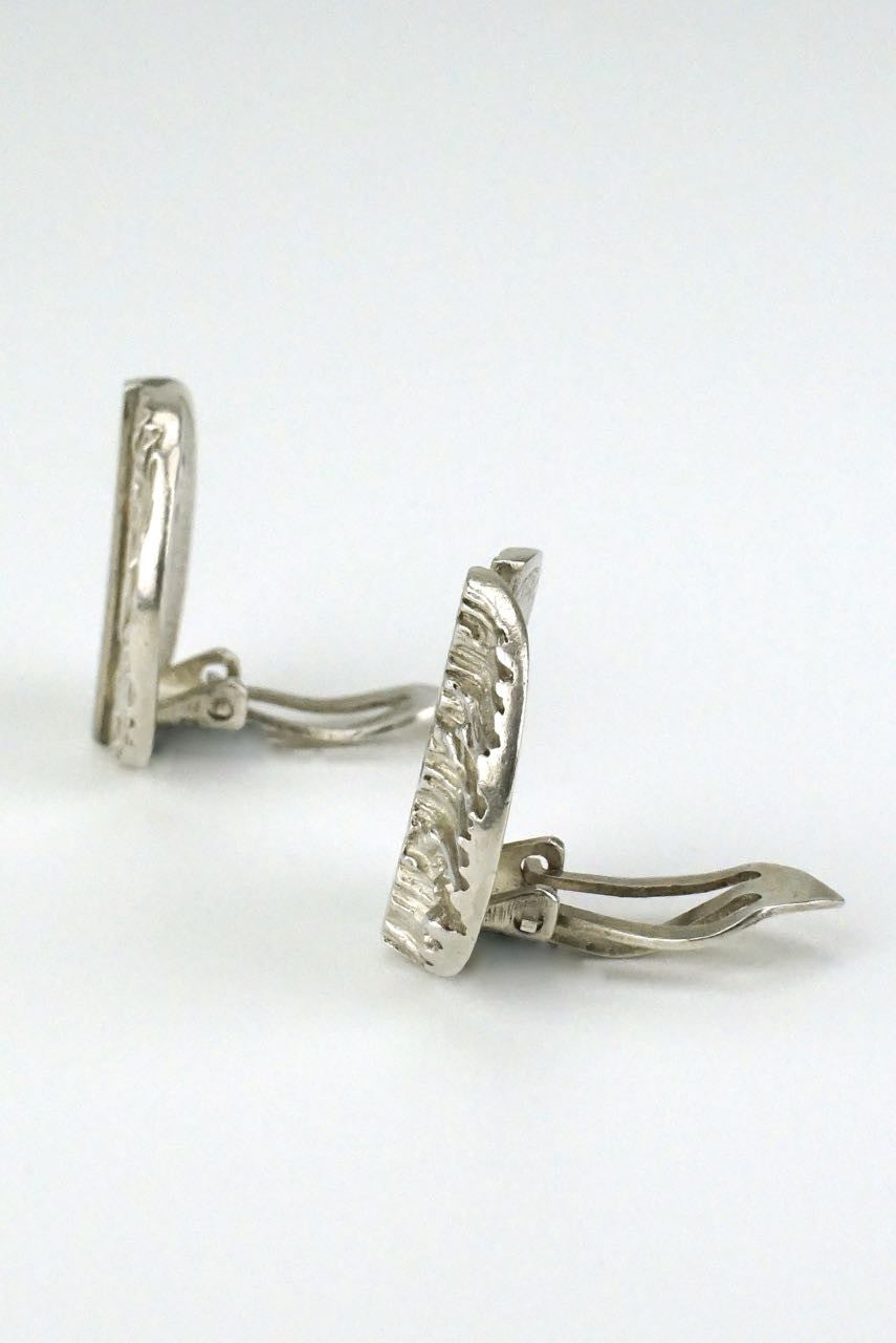 Knud Andersen silver textured clip earrings